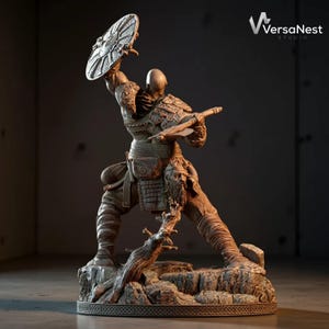 Detailed 1:6 scale Kratos digital sculpture for resin printers
