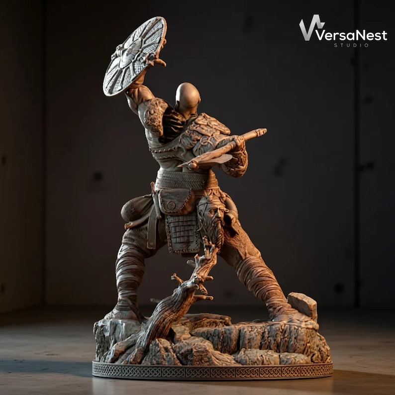 Detailed 1:6 scale Kratos digital sculpture for resin printers
