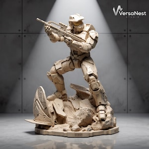 Master Chief Fan Art STL – Modello 3D per stampa 3D di un guerriero spartano fan-fi in scala 1:6 / armatura in stile Halo / senza supporti, One Piece, Xpose