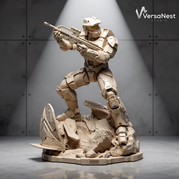Master Chief Fan Art STL – 1:6 Scale Sci-Fi Spartan Warrior | Halo-Style Armor 3D Print Model | Unsupported, One Piece, Xpose