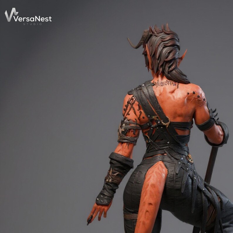 Karlach STL collectible statue with rocky base