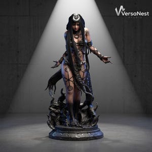 Zauberin 3D Model STL | Mehrfach-Skala | Nicht unterstützt | Dark Sorceress Fan Kunst | High Detail Fantasy Statue für Resin 3D Druck