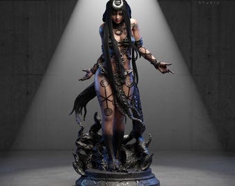 Enchantress 3D Model STL | Multiple Scale | Non-Supported | Dark Sorceress Fan Art | High Detail Fantasy Statue for Resin 3D Printing