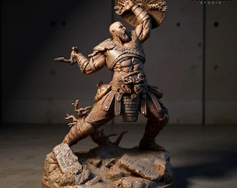Kratos God of War STL 3D Print Model – 1:6 Scale Epic Warrior Statue | Highly Detailed Digital Sculpture for Collectors