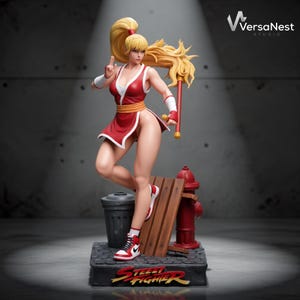 Maki STL-fil för 3D-utskrift, Street Fighter-statymodell, kvinnlig stridsfigur i harts, 220 mm samlarobjekt, digital nedladdning