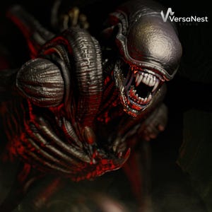 Close-up of Xenomorph digital sculpture showcasing fine details