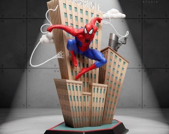 Archivo STL de Spiderman para impresión 3D, modelo de superhéroe para impresión 3D, estatua de resina, figura coleccionable, descarga digital.