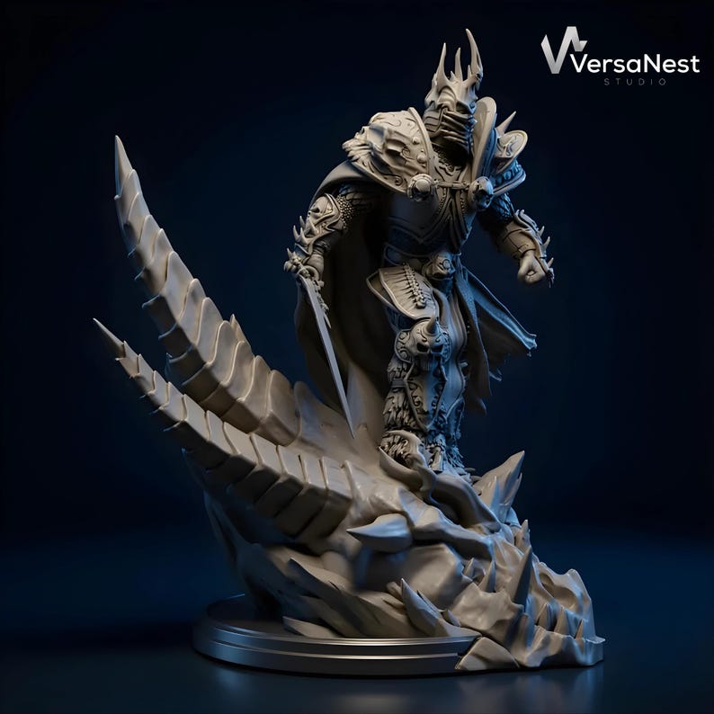 Lich King Arthas STL statue model 75mm and 178mm scale collectible