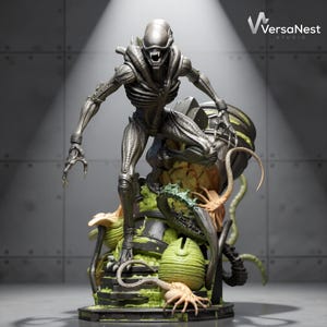 Xenomorph Alien 1:6 Büste STL | Horror Sci-Fi Kreatur 3D Druckdatei | Vorunterstütztes Modell für den Harzdruck | Digitaler Download