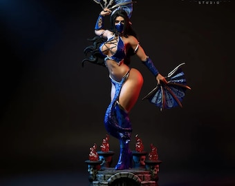 Kitana STL Figure | Sexy Female Warrior | 1:6 Scale 3D Printable Statue | Non-Supported Resin Model