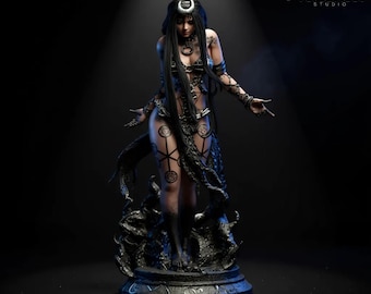 Enchantress 3D Model STL | Multiple Scale | Non-Supported | Dark Sorceress Fan Art | High Detail Fantasy Statue for Resin 3D Printing