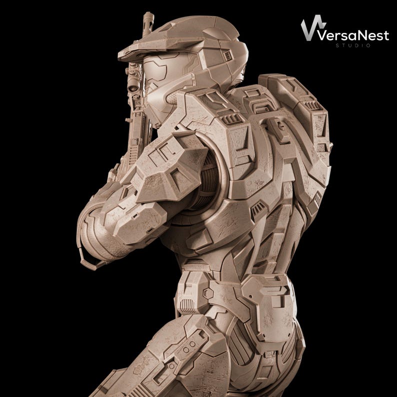 Dynamic action pose sci-fi trooper STL preview for resin printing