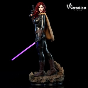 Mara Jade Star Wars STL-figur skala 1:4 | 3D-utskriftsmodell | Förstödd och icke-stödd | Jedi Assassin-resinstaty