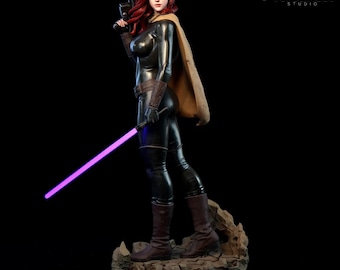 Mara Jade Star Wars STL Figure 1:4 Scale | 3D Print Model | Pre-Supported & Non-Supported | Jedi Assassin Resin Statue