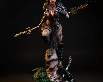 Machiko Noguchi Predator STL | Multiple Scale Statue | Non-Supported | Sci-Fi Female Hunter 3D Print Model | Resin Printable Figure