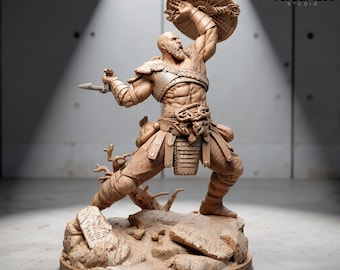 Kratos God of War STL 3D Print Model – 1:6 Scale Epic Warrior Statue | Highly Detailed Digital Sculpture for Collectors