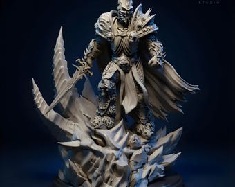 Arthas World of Warcraft 3D Print STL | 75mm & 178mm Figure | Lich King Model | Digital Download Resin Statue