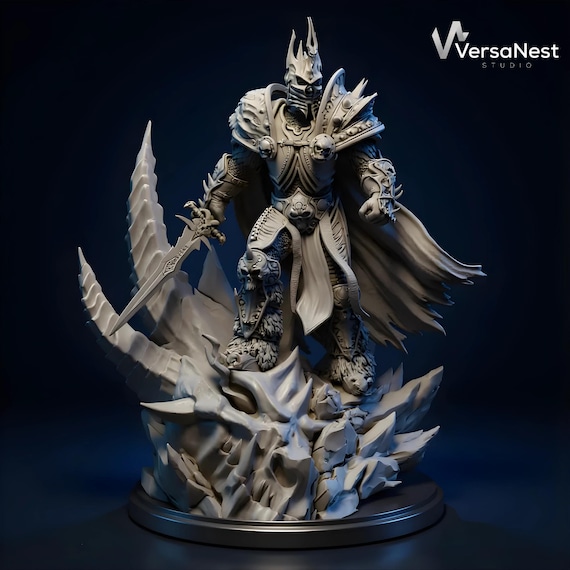 Arthas World of Warcraft 3D Print STL | 75mm & 178mm Figure | Lich King Model | Digital Download Resin Statue