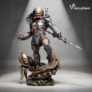 Predator 3D Druckbare Statue STL - Sci-Fi Jäger Figur | 1:6 Maßstab Digital Model Kit für den Harzdruck (nicht unterstützt)