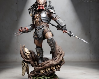 Predator 3D Printable Statue STL – Sci-Fi Hunter Figure | 1:6 Scale Digital Model Kit for Resin Printing (Non-Supported)