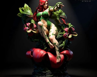 Poison Ivy STL Statue | High Detail Fantasy Female Figure | 3D Printable Model | STL for Resin Printing | Non Supported