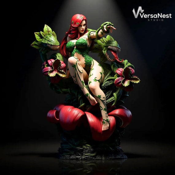 Poison Ivy STL Statue | High Detail Fantasy Female Figure | 3D Printable Model | STL for Resin Printing | Non Supported