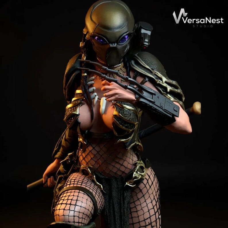 Resin print-ready Predator statue