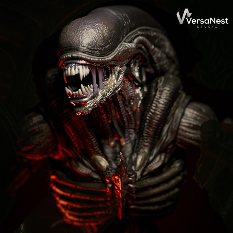 Pre-supported Xenomorph Alien 3D model ready for resin printers