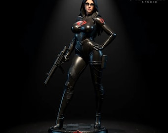 Baroness Fan Art STL – 1:4 Scale Sexy Tactical Spy Girl 3D Print Model | Unsupported & Presupported Resin Statue