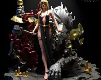 Sacred Eternal Queen Diorama – High Detail Fantasy Goddess STL File | Digital Download Only