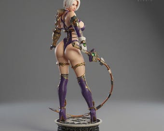 Figura STL de Ivy Valentine / Modelo de impresión 3D inspirado en Soulcalibur / Estatua de una guerrera sexy / Múltiples escalas (compatibles y no compatibles)