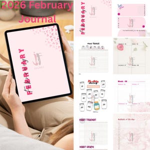 February 2026 Planner Journal Bundle • Printable + Digital Friendly • Monthly Planner, Habit + Mood Trackers • Instant Download