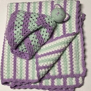 Handmade, Made to Order, Crochet Baby Blanket and Lovey
