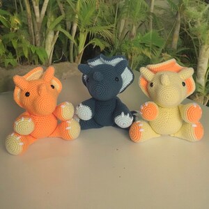 Handmade Made to Order Triceratops Amigurumi