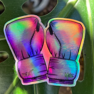 Pegatinas de vinilo de alta calidad con diseño holográfico de guantes "Victoria" Beast Mode
