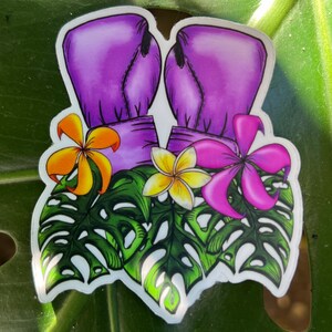 GRANDE "Victoria" Etiqueta engomada de vinilo de calidad de guantes tropicales