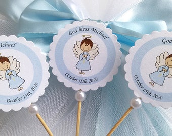 Set of 12 - Baptism cupcake toppers - Communion Cupcake Toppers - Angel cupcake toppers - Christening cupcake toppers - Baptism Decoration