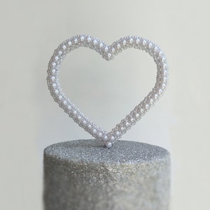 Heart Cake Topper - Wedding Cake Topper - Pearl Heart Cake Topper - Cake Decoration - Wedding table Decoration