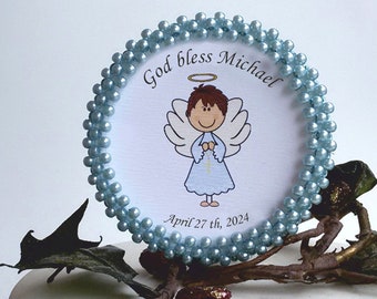 Baptism Boy Cake Topper, Personalized Cake topper, Angel Cake Topper, Baptism Boy Decoration, Baptism Centerpiece, Angel Decoration