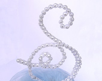 Monogram Initial Wedding Cake Topper - Pearl Cake Topper - Personalized Cake Topper - Pearl Letter Cake Topper - Letter S