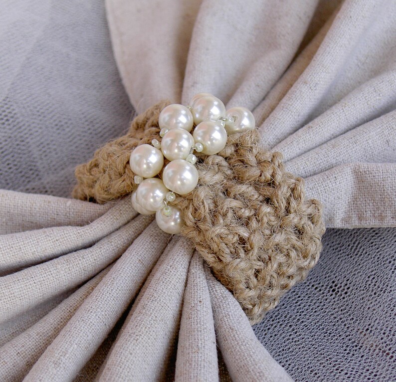 Wedding Napkin Rings Hemp Napkin Rings Knit Napkin Rings | Etsy