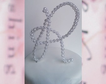 Initial Cake Topper - Wedding Letter Cake Topper - Letter R Cake Topper - Monogram Cake Topper - Pearl Cake Topper - Letter Cake Topper