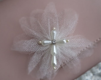 Broche de bautismo - Juego de 10 - Boutonniere de cruz de perla - Corsage de cruz de perla - Boutonniere de cruz - Decoración de bautismo - Broche de cruz de perla