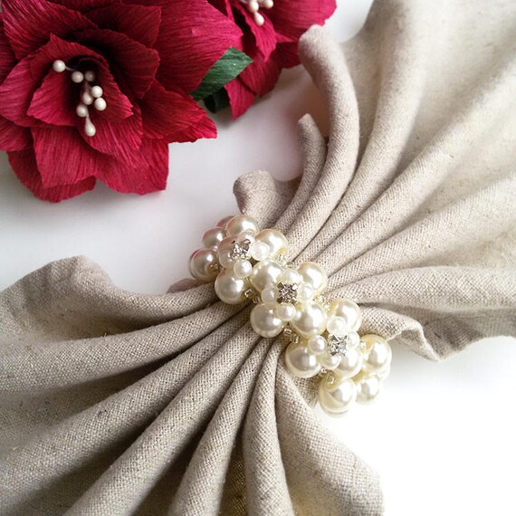 Wedding Table Decoration Wedding Napkin Rings Pearl Napkin Etsy