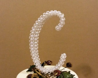 Wedding Cake Topper - Monogram Cake Topper - Initial Cake Topper - Pearl Cake Topper - Pearl Letter Cake Topper - Letter C