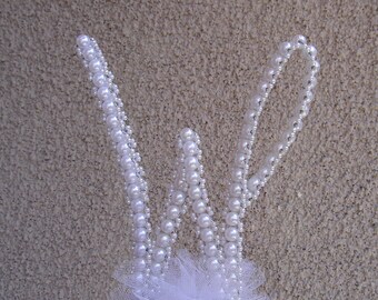 Monogram Initial Wedding Cake Topper - Pearl Cake Topper - Personalized Cake Topper - Pearl Letter Cake Topper - Letter W