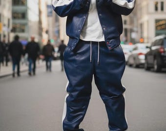 Men’s Real Leather Tracksuit | Handmade Leather Jogging Set | Luxury Gym Wear | Stylish Streetwear Outfit .