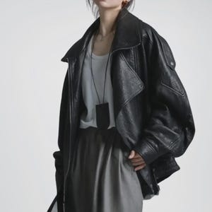 Women's Oversized Genuine Leather Bomber Jacket, Leather jacket for women, Ladies Biker Jacket, Women Y2K Style Leather Jacket, Gift for her