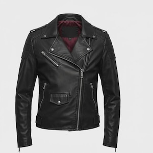 Men leather biker style jacket/ Men's black premium leather jacket/ Genuine lambskin leather jacket/ Biker jacket for men/ Gift for him