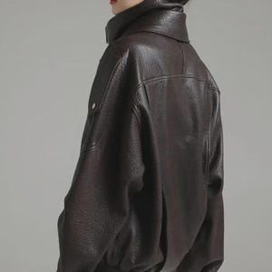 Women's Oversized Genuine Leather Bomber Jacket, Leather jacket for women, Ladies Biker Jacket, Women Y2K Style Leather Jacket, Gift for her